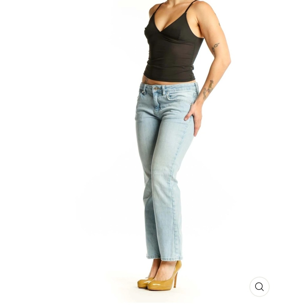 We The Free Light Blue Denim Flare Jeans Size 28 Light‎ Wash Stretch Pants - Picture 3 of 5